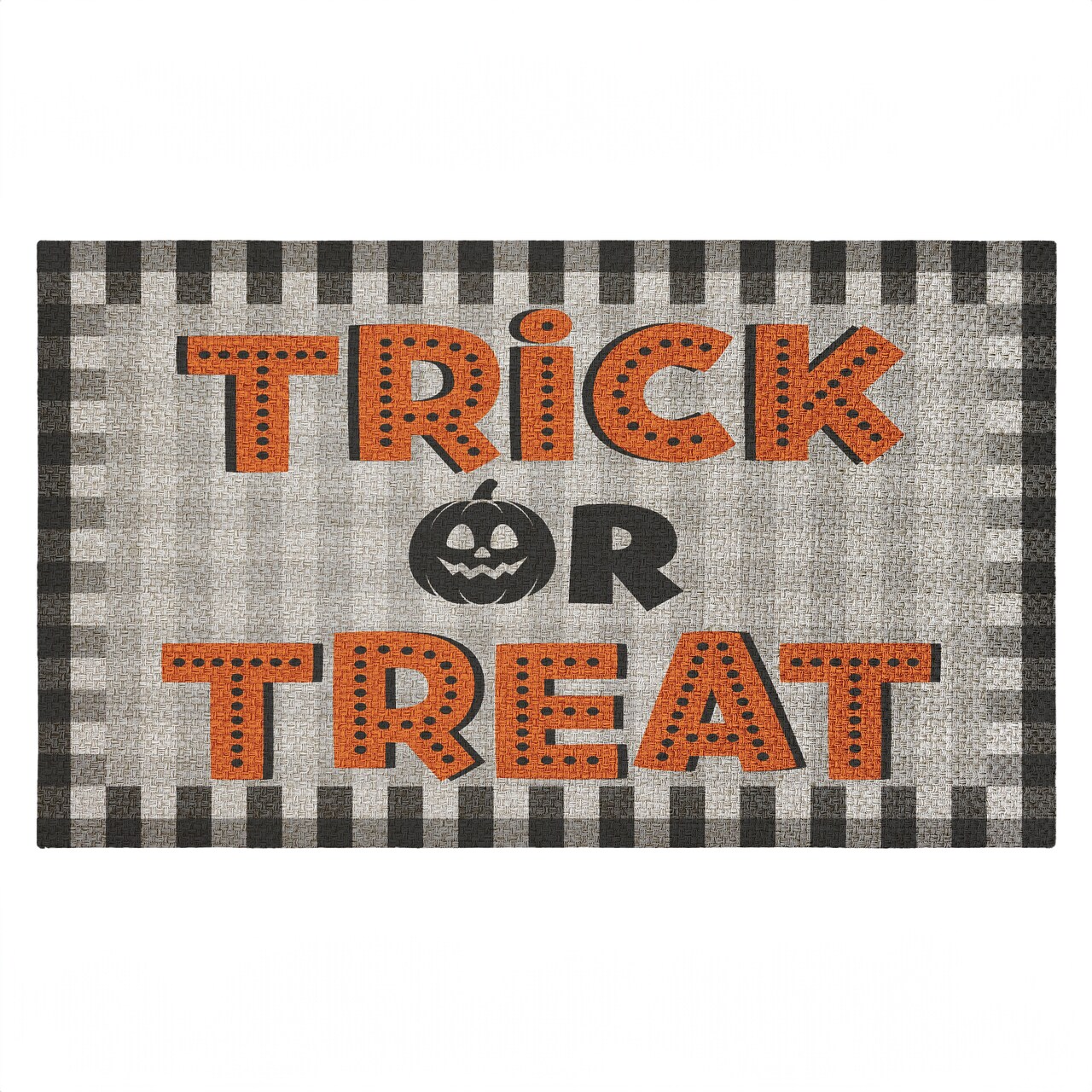 Stupell Industries Trick Or Treat Gingham Outdoor Door Mat, design by Marcus Prime, 18"x30"